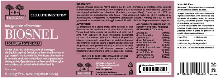 BioSnel ingredienti BioSnel ingredienti